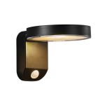 Nordlux Solar Applique Murale Rica Ronde Noir 4.5W 450lm - 830 Blanc Chaud | Détecteur de Mouvement et de Lumière