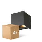 Voordeelpak 4x D'Lite LED Wandlamp Elingen Aluminium Zwart 4.9W 480lm - 830 Warm Wit